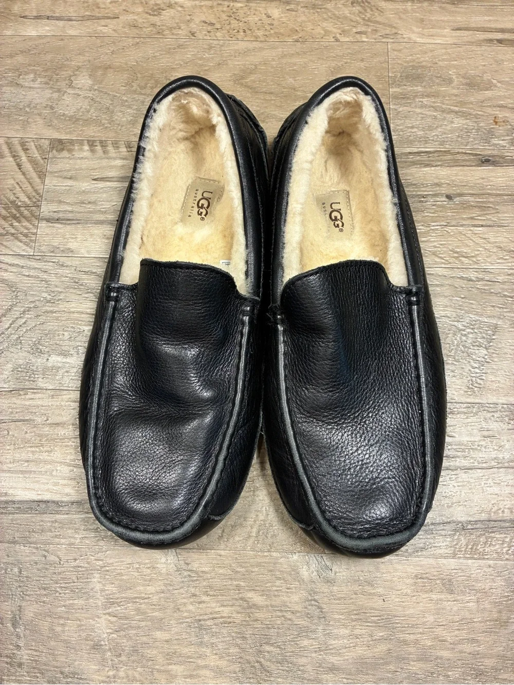 UGG Mens Ascot Full Grain Leather Sheepskin Slippers Loafers Shoes